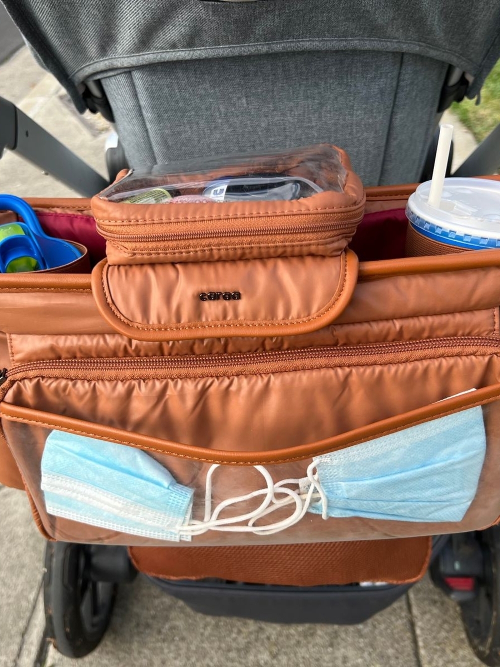 Carra Brown Stroller Organizer Caddy with Multiple Front Pockets